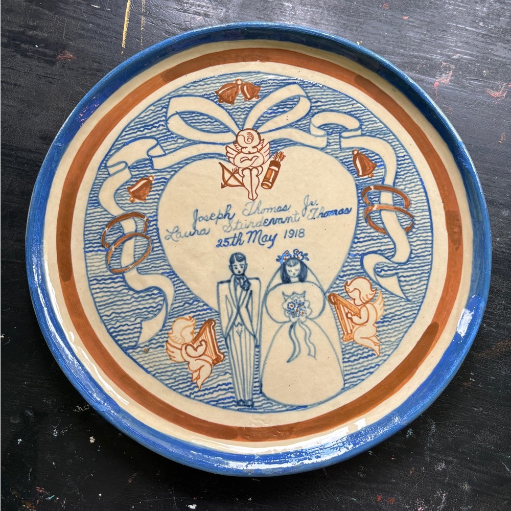 vintage wedding pottery plate